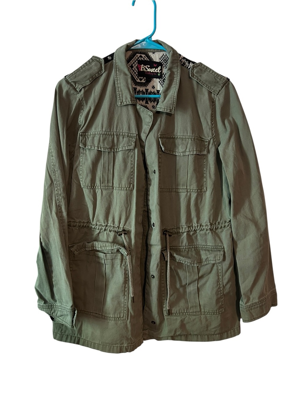 Girls' Olive Military Field Jacket large